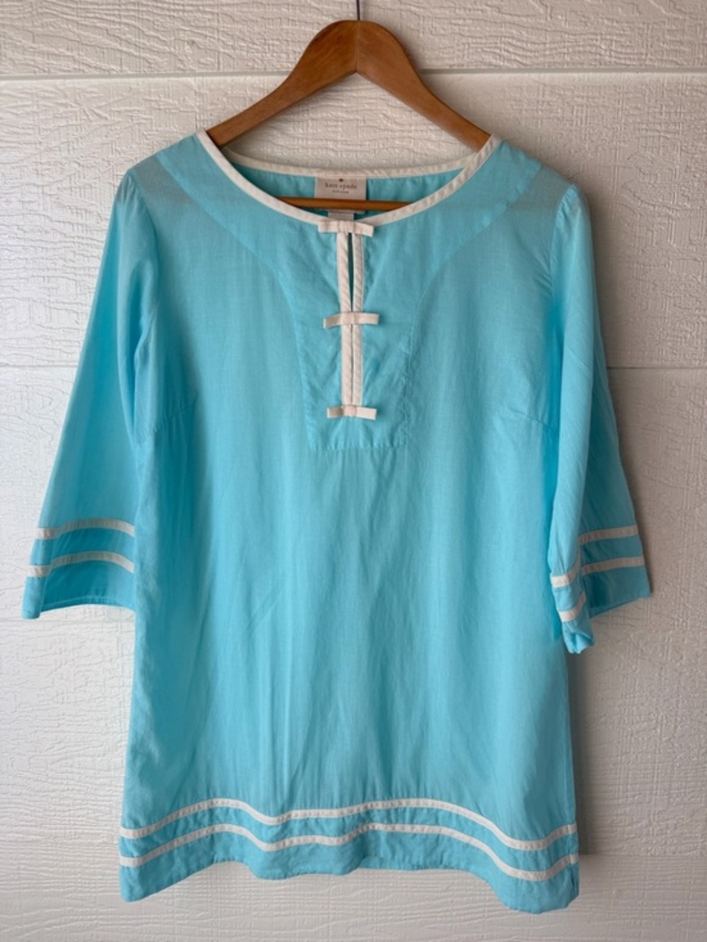 Kate Spade Swim Cover Up Aqua Tunic XS White Trim